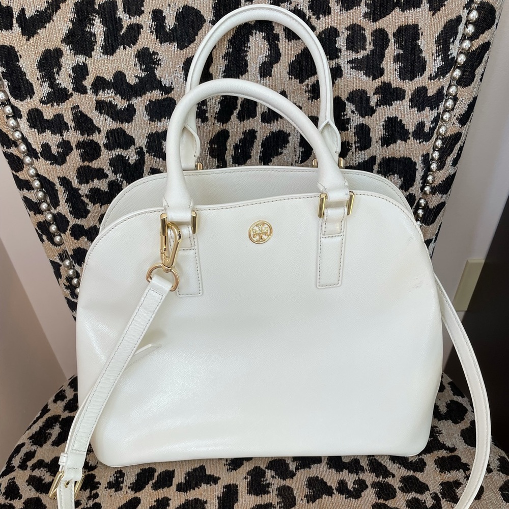 TORY BURCH Robinson Dome Satchel Ivory